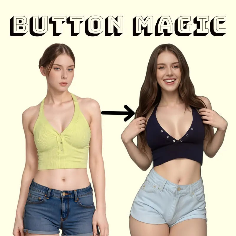 Women’s Seamless Ribbed Henley Crop